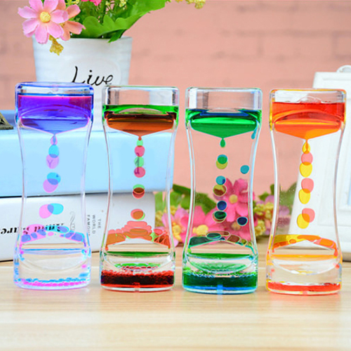 1pcs Double Color Sand Hourglasses Floating Oil Liquid Visual Motion Timer Glass Acrylic Clock Home Decoration Desk Ornament