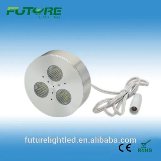 3W Dimmable LED Under Cabinet Lighting 12VDC Puck Light Warm White for Kitchen Counter Down Lighting