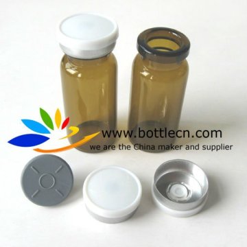 10ml sterile amber vial gray rubber stopper white smooth 20mm flip top cap crimper