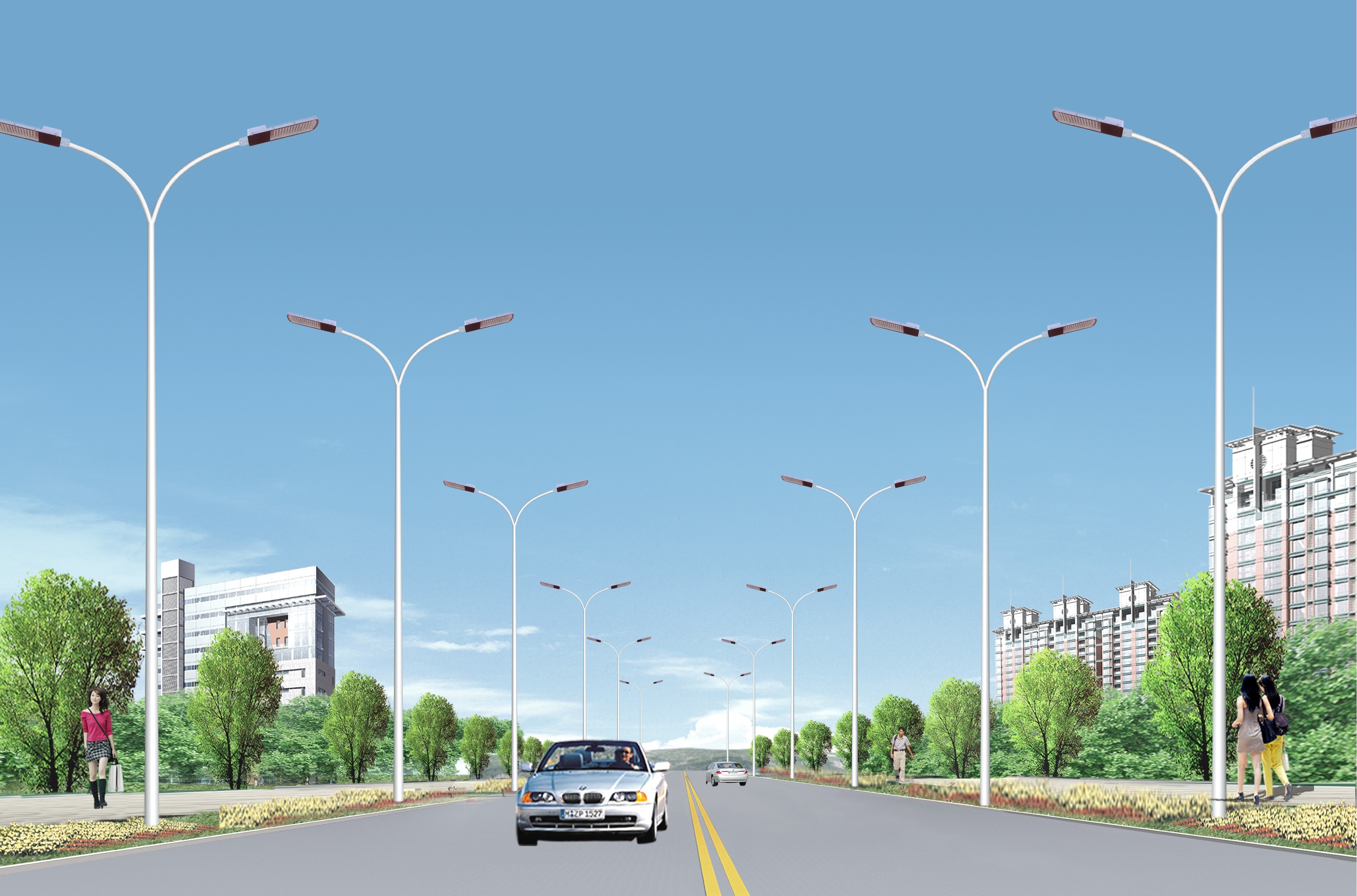 Hot Dip Galvanized Street Light Pole