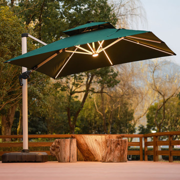 LED Light Garden Aluminum Waterproof Cantilever Umbrella