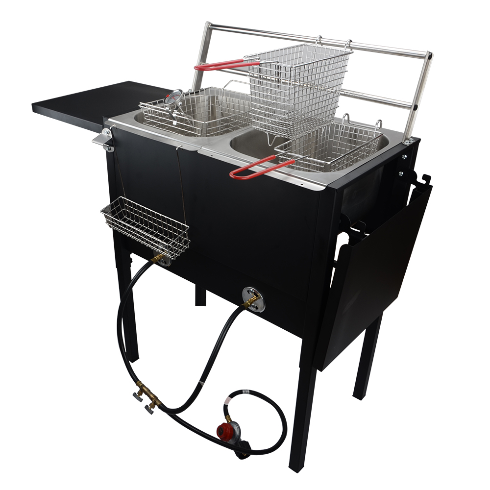 Outdoor Gas Deep Fryer With Two Side Shelves