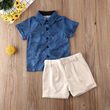 Pudcoco Toddler Baby Boy Clothes Leaf Print Short Sleeve Shirt Tops Short Pants 2Pcs Outfits Casual Clothes Summer