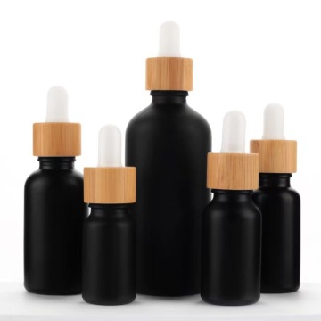 Matte Black Serum Glass Bambu Botol Dropper