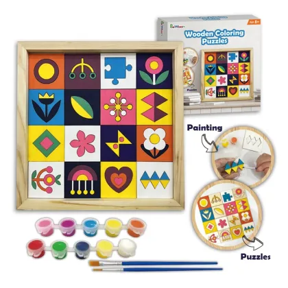 Wooden Coloring Puzzles - DIY Craft Puzzle Toys for Kids