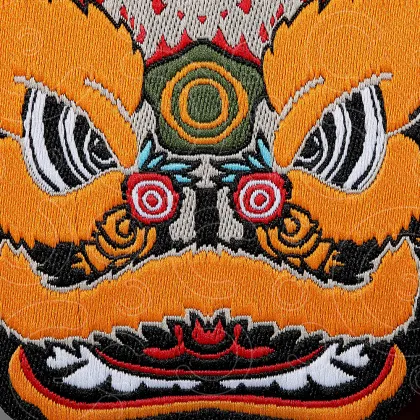 The lion dance cultural characteristic woven patch