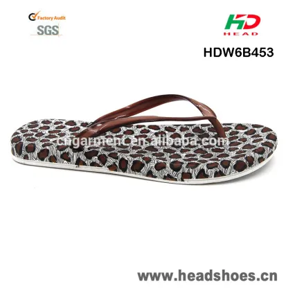 Ladies wild animal leopard print flat cheap beach sexy flip flops