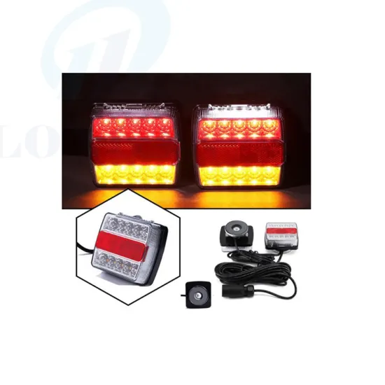 12V 16 LED Two-color Taillight Kit with Magnet White Lampshade for Semi Truck Trailers