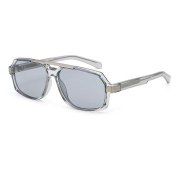 PC Retro Polygon Double Bridge Pilot Sunglasse