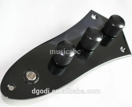 black steel bass control plate assembled with guitar knobs for acoustic guitar
