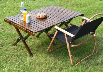 Portable Foldable Solid Wood Dining Table for Camping and Picnics