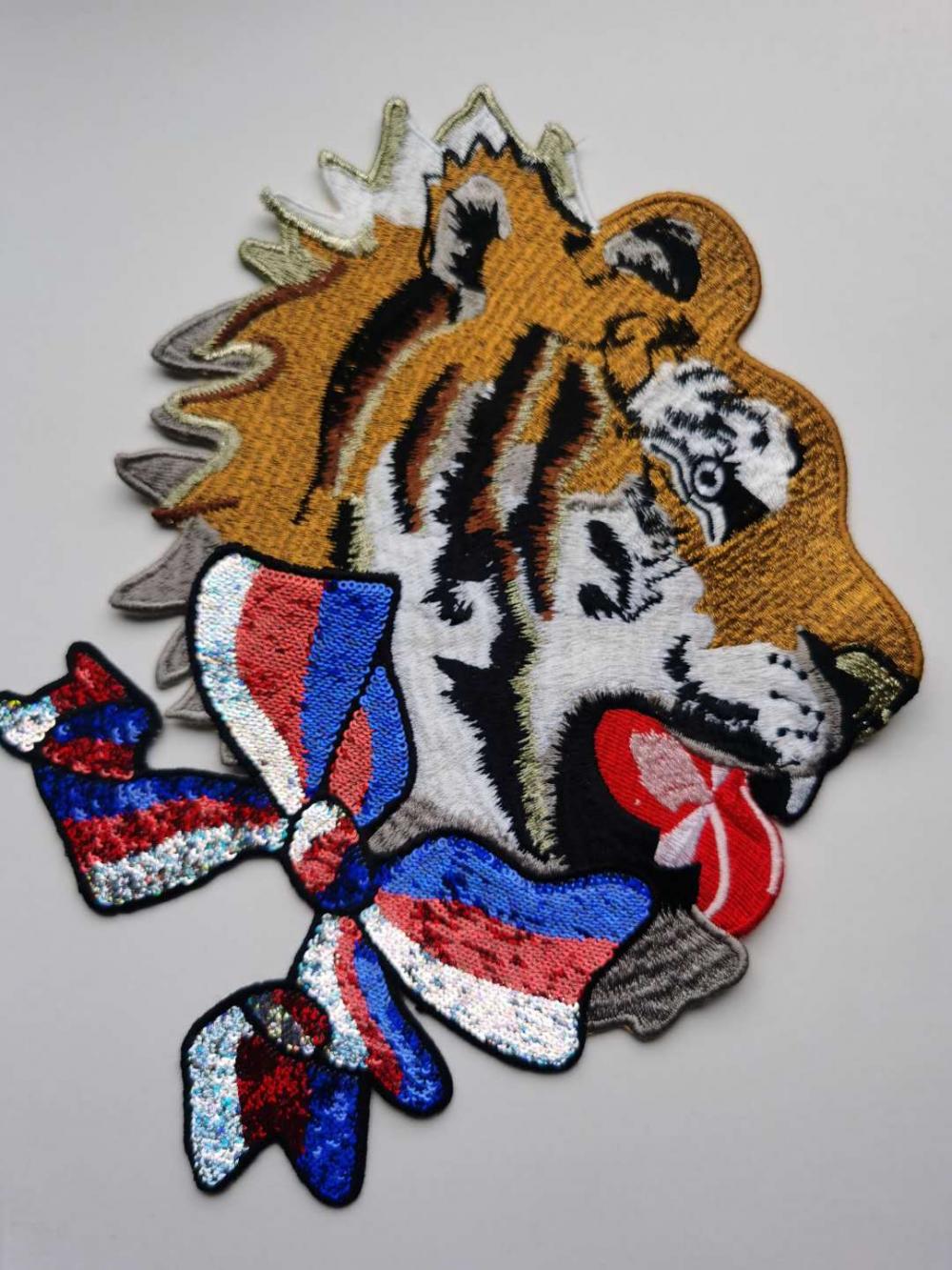 Tiger Head Embroidery Sticker