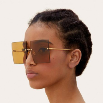 2024 High End Gradient Oversized Rimless Square UV400 Protection Glasses for Women and Men