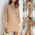 Womens Long Puff Sleeve Sweater Dress