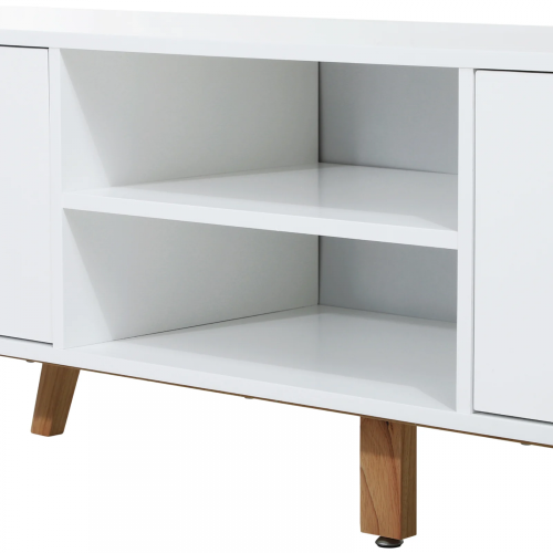 Wood White TV Stand Storage Cabinet