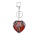 Red Jasper Heart Antique Silver Double Dragon Stone Pendant (32x42mm) Keychain