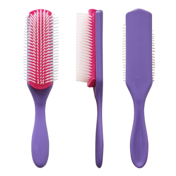 Wodoodporna plastikowa uchwyt Salon Salon Stylizacja 9 rzędu twarde nylonowe włosie fioletowe szczotkę do włosów