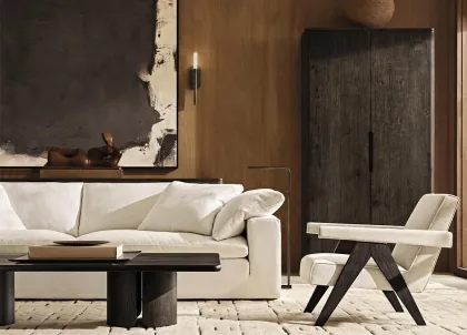 Modern Oak Wood Armchair with Leather Upholstery - Pierre Jeanneret Style from Chandigarh