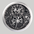 Silver Clock with Moving Gear for Wall Decoration