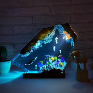 Small Luminous Tabletop Night Light - Ocean Art Crafts Epoxy Resin Decor