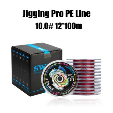 Línea de pesca trenzada de 8 hebras para Jigging Pro PE Line de agua salada 10,0 #
