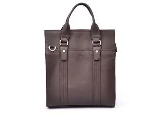 Brown Soft Mens Leather Tote Bag , Detachable Leather Shoul