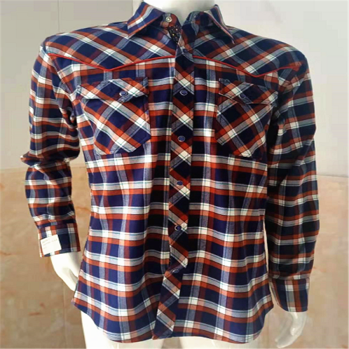 Cotton Twill Yarn-dyed Brushed Western Cowboy Checked Shirts