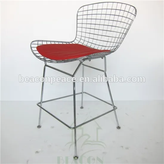 Replica chromed metal frame Bertoia high bar stool