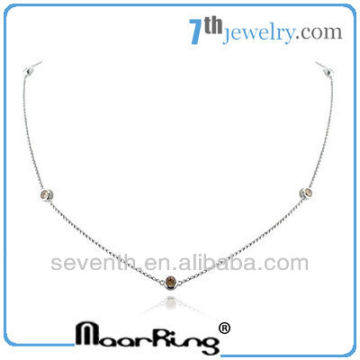 elegant chain necklace rhodium plated brass with cz crystals