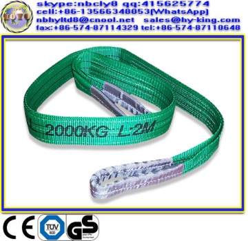 CE GS approved 2ton green flat webbing sling , lifting belt sling , nylon sling belt