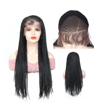 X-TRESS Wholesale Price Colored 24 Inch Micro Braided Lace Front Wigs Box Braided Lace Wig Synthetic Hair Braided Wigs For Women