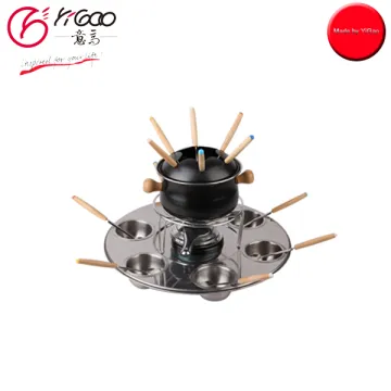 102241 chocolate fondue pot set with 6 metal forks