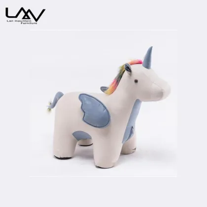 Hot Sales Fashionable Pink Kid Unicorn Horse Stool Ottoman for Living Room & Kids Furniture