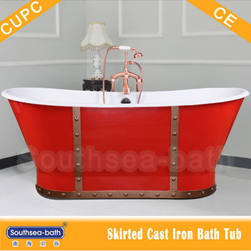 red color freestanding bathtub