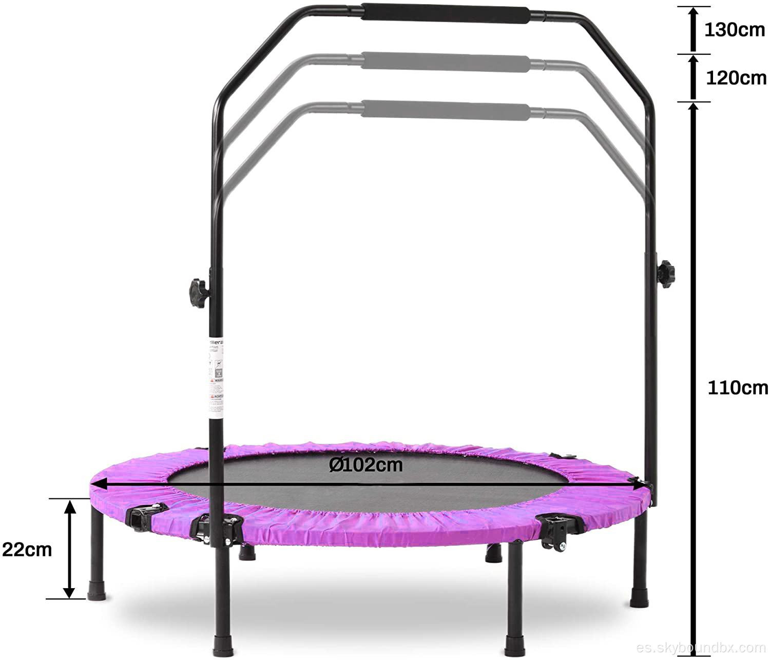 Trampolín de ejercicio de trampolín plegable con bandas de resistencia