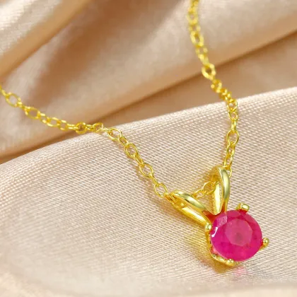 Sterling Silver Gold Plated Gemstone Pendant Necklace 2024