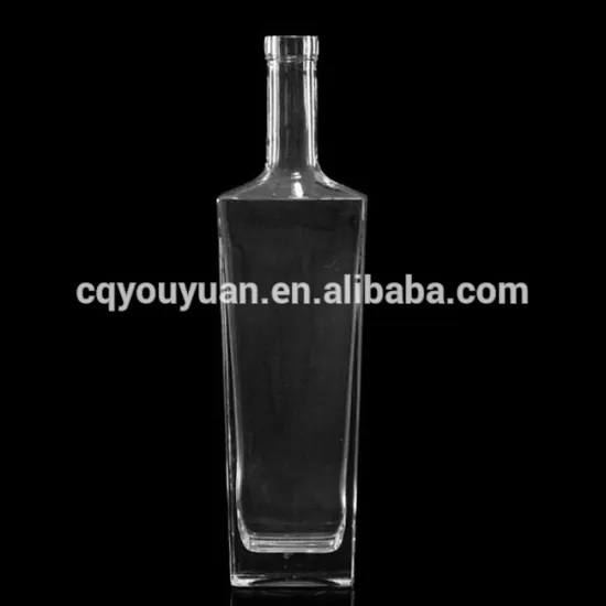 1000ML Clear Fancy Liquor Bottles French Square Glass Bottle