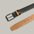 Business Casual Double sided Black&Orange Leather Belt