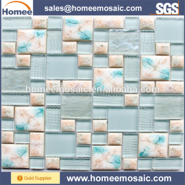 Multi Size Glass Mix Flower Pattern Ceramic Mosaic for Wall Decoration