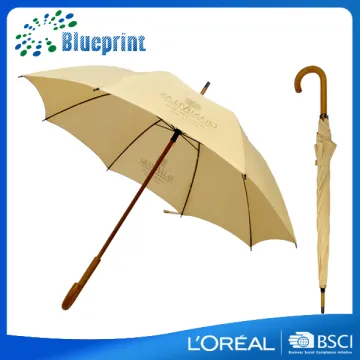 Cheap rain shed wooden handle stick umbrella