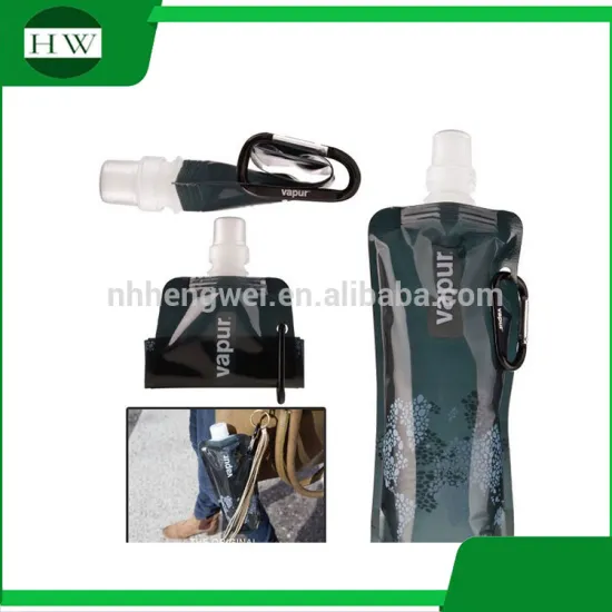 sport portable eco hang plastic telescopic folding foldable collapsible drinking water bag bottle cup with buckle