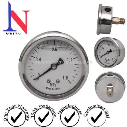 Oil filled back mouthing pressure gauge meter