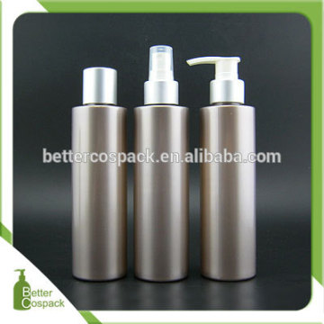 Pearl grey bottle metal color bottle with aluminium spray, aluminium pump for sun cream,sun lock