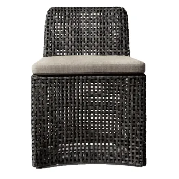 Luxury PE Rattan Armless Outdoor Patio Chair with Cushion