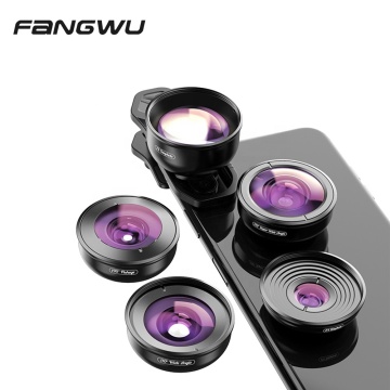 5 em 1 peixe olho macro lentes telefoto angulares para câmera de smartphone