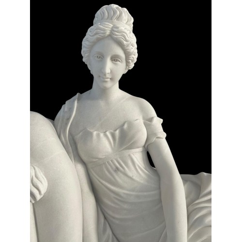 Marble Sentada Señora Estatua Elegante escultura de jardín