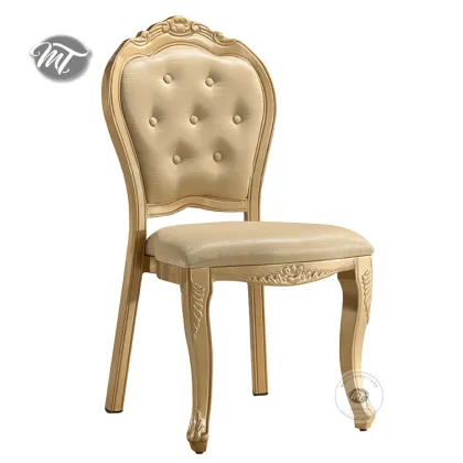 Elegant French Royal Gold Leather Wedding Banquet Chairs