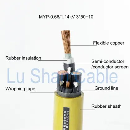 Soft rubber sheathed cables 0.66/1.14KV lushan brand 105  MY,MYP, MYPT, MYPTJ mining Cable