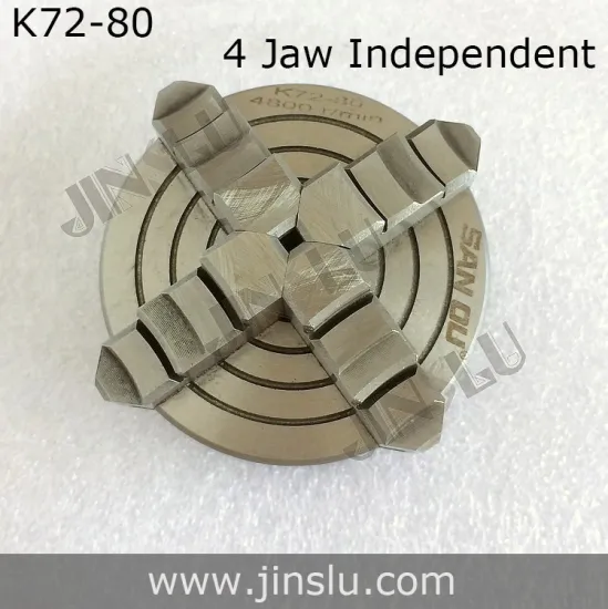 4 Jaw Lathe Chuck Independent Chuck K72-80 80mm Manual M6x3 Thread Mount Inside Jaws Accessories for Lathe