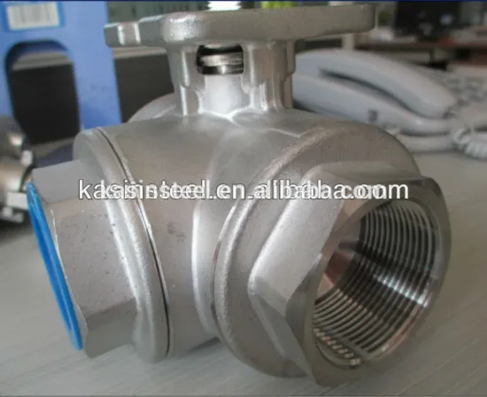 Screw SS304/316L 3 way ball valve with high mounting pad
